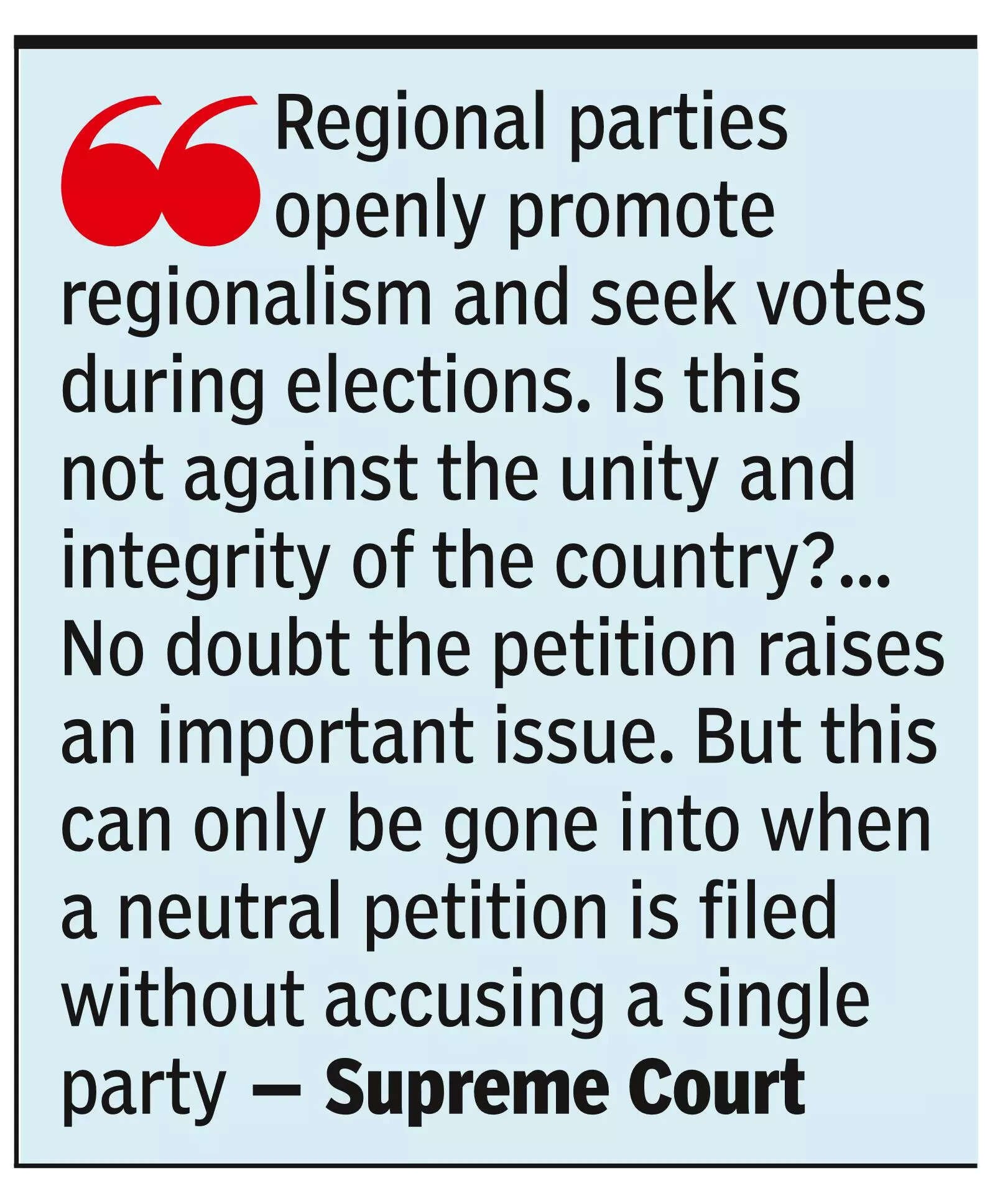 SC: Promoting regionalism as dangerous as communalism